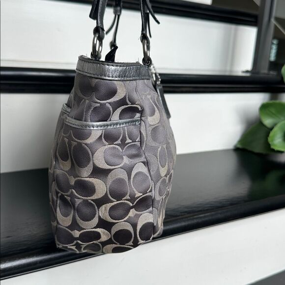 Coach Black and Gray Signature Tote - Picture 3 of 12